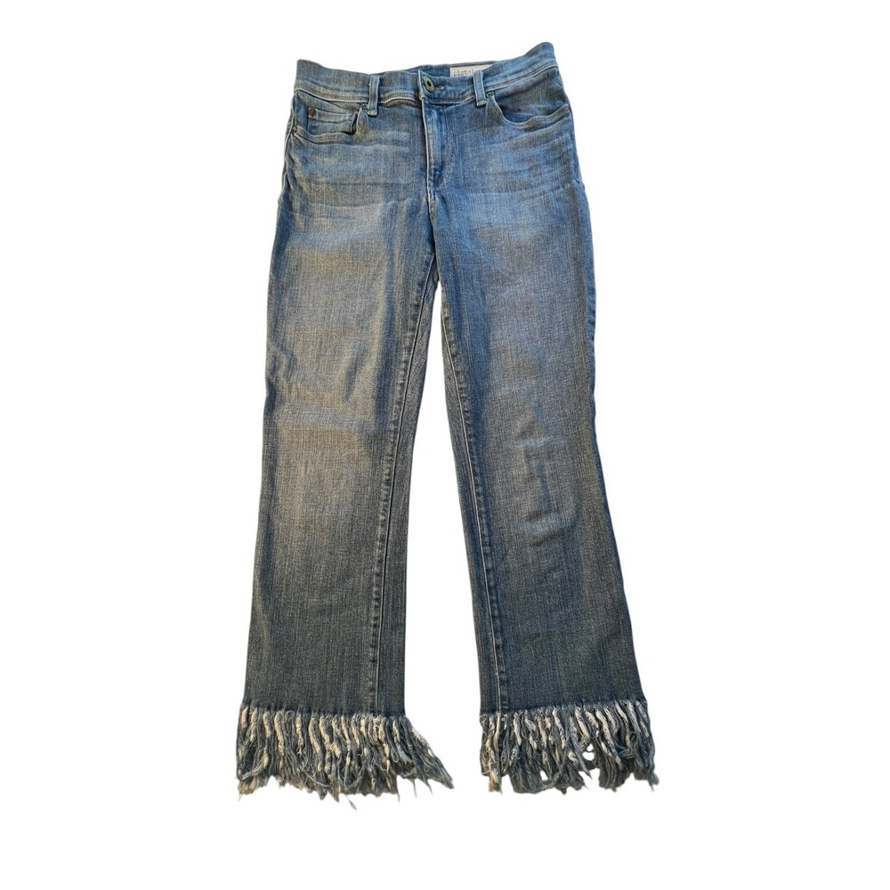 Pistola Jeans Size 27 Fringe Hem Blue Med Wash‎ Stretch Cropped Pants Women's